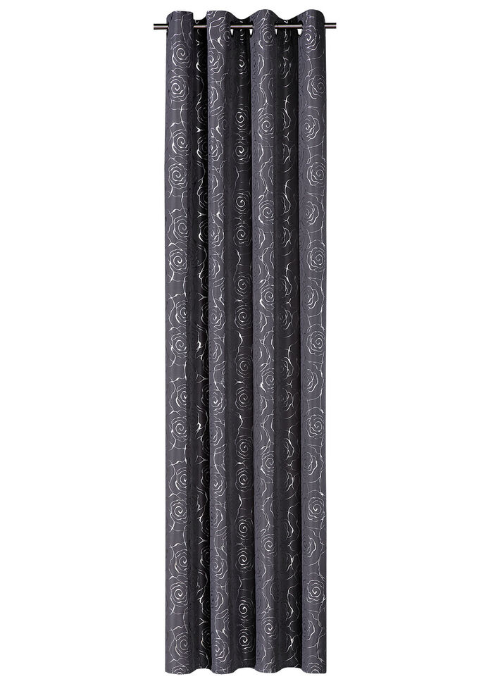 Dekoschal mit hübschem Rosen-Dessin GRAU-SILBER