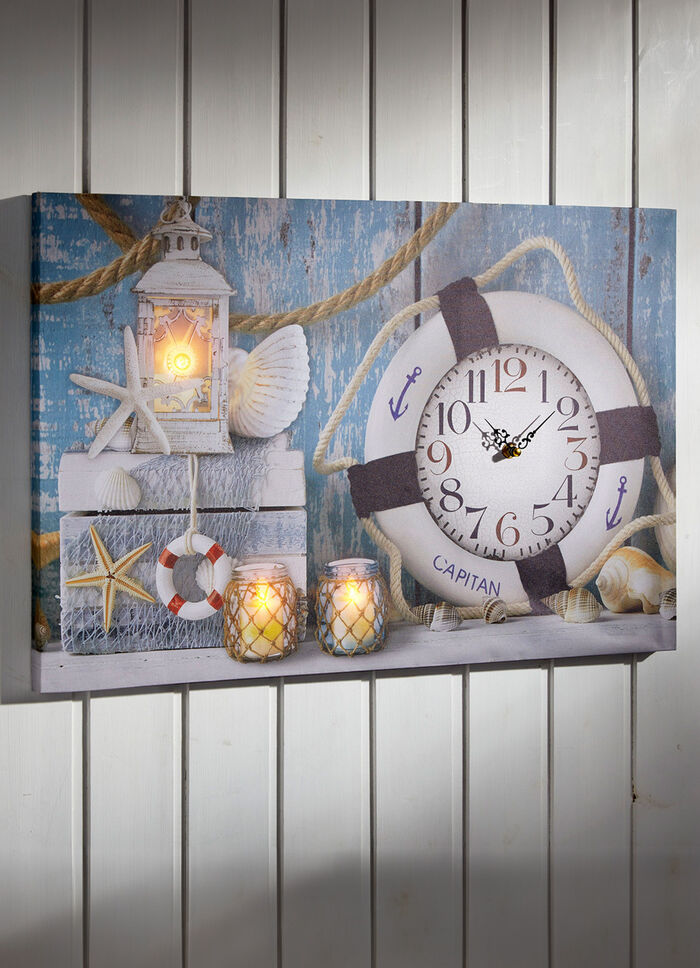 LED-Leinwandbild mit einer Uhr 