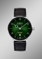 Zeppelin-Quartz-Herrenuhr mit Edelstahlgehäuse und Lederband 