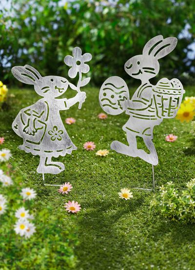 Gartenstecker &laquo;Hasenpaar&raquo;, 2er-Set 