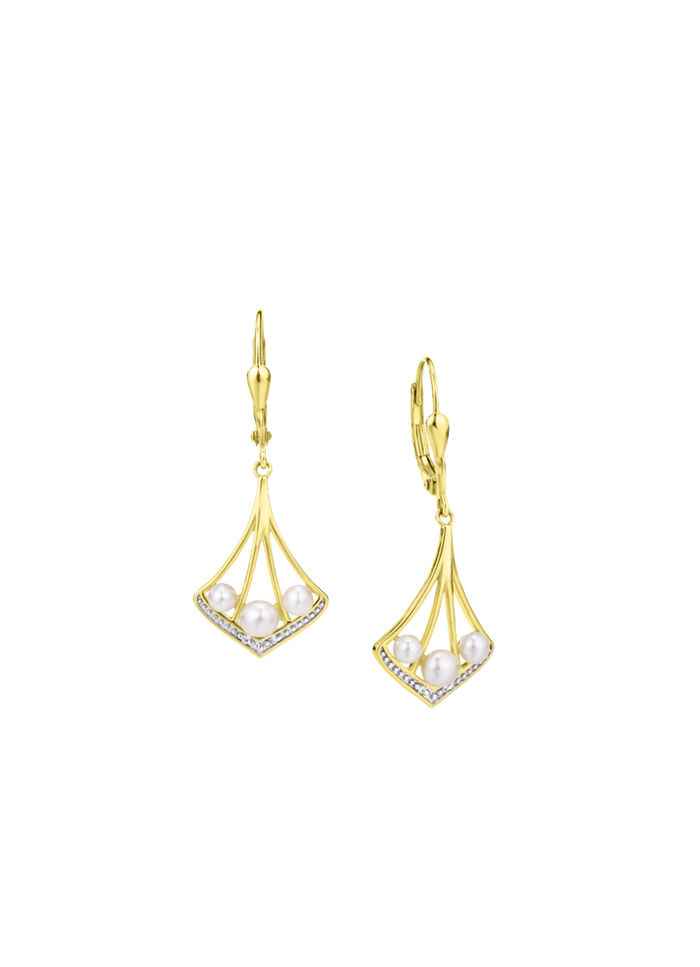 Ohrringe mit Zirkonia und S&uuml;sswasser-Zuchtperlen 