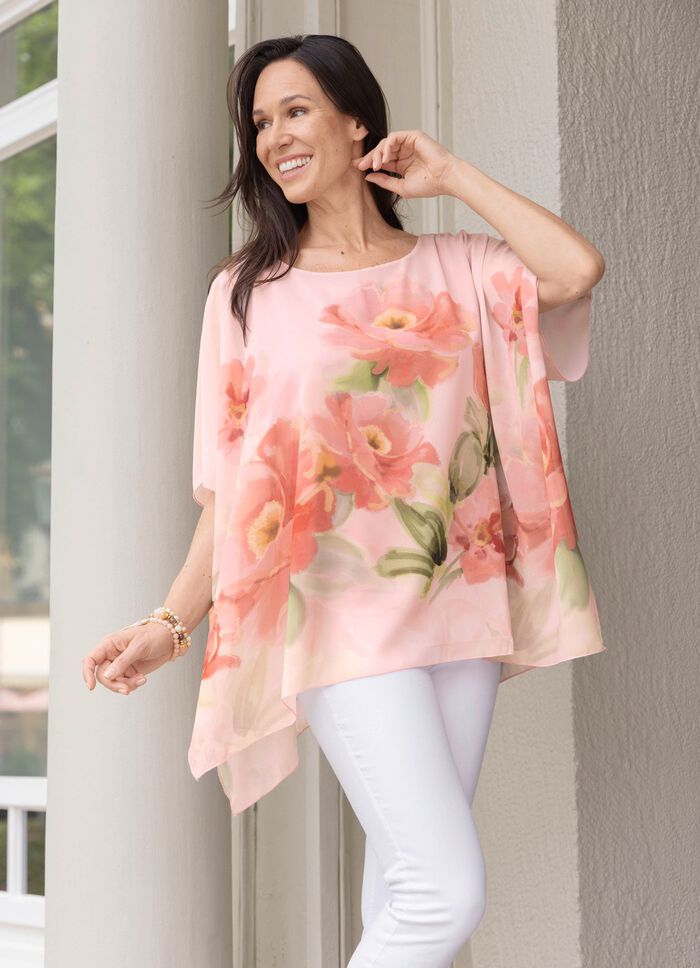 Poncho-Tunika mit eingearbeitetem Top 