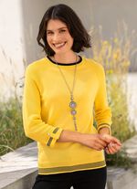 Pullover mit dekorativen Armabschlüssen GELB-SCHWARZ