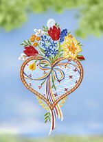 Fensterbild Herz aus echter Plauener Spitze 