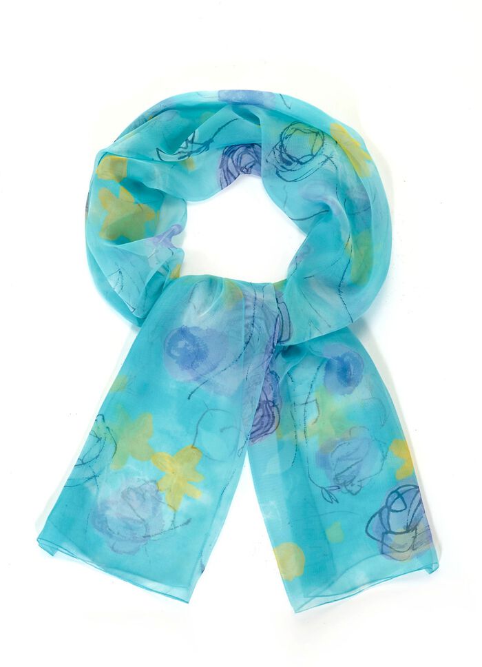 Schal mit Fantasiebl&uuml;ten-Dessin 