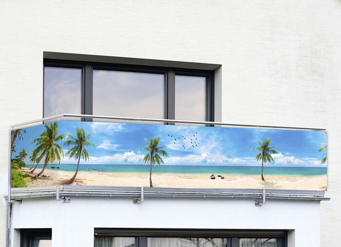 Balkon-Sichtschutz mit Karibik-Motiv 