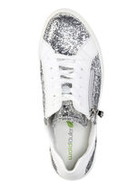 Waldläufer Sneaker mit Streuglitzer und Leo-Druck SILBER-WEISS