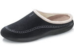 Velours-Pantoffel mit Ziernaht SCHWARZ