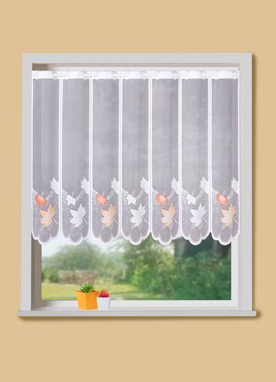 Kurzvorhang mit herbstlichem Bl&auml;ttermotiv 