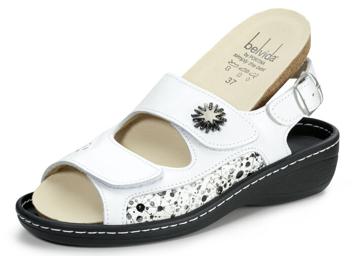 ELENA EDEN, bequeme Damen-Sandalen, Weite H, mit herausnehmbarem Fussbett WEISS