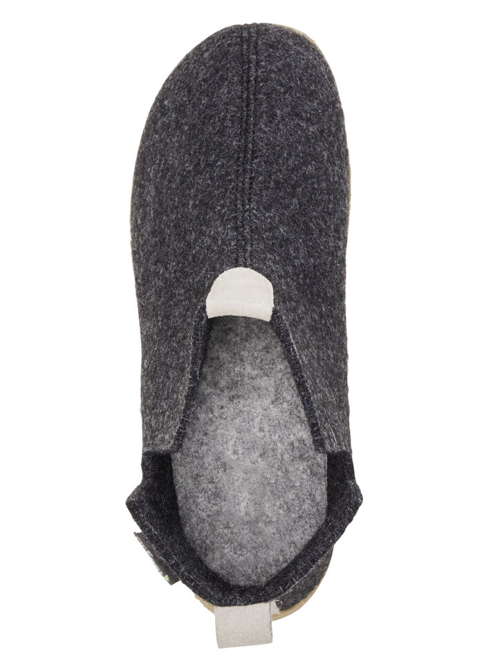 Laurina Wollfilz-Hausschuh mit Velours-Besätzen ANTHRAZIT