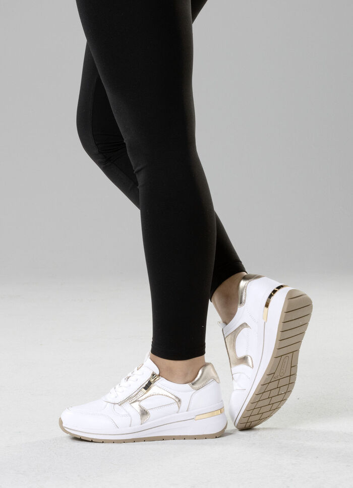 ELENA EDEN, sytlische Damen-Sneaker, Weite H, mit herausnehmbarem Fussbett WEISS-GOLD