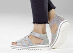 Waldläufer, bequeme Damen-Sandalen, Weite H, mit herausnehmbarem Fussbett WEISS-BUNT