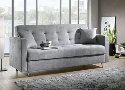 Schlafsofa auf Chromfüßen mit Bettkasten 