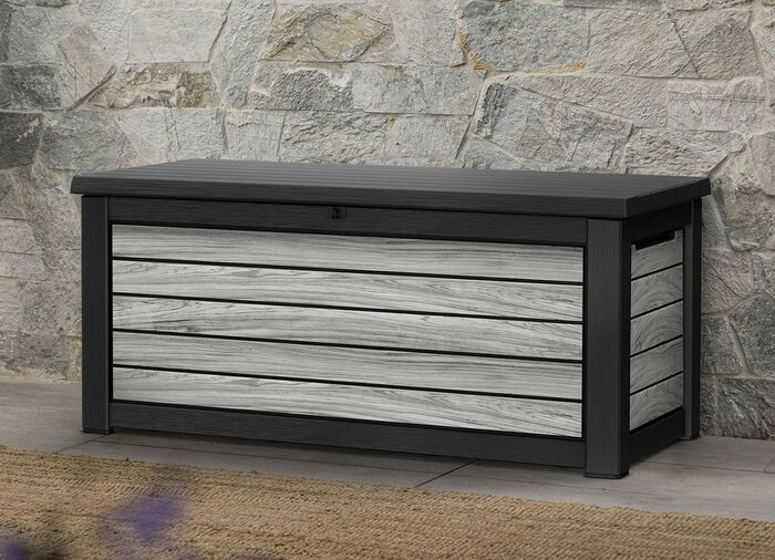 Kissenbox in trendiger Holzoptik GRAU