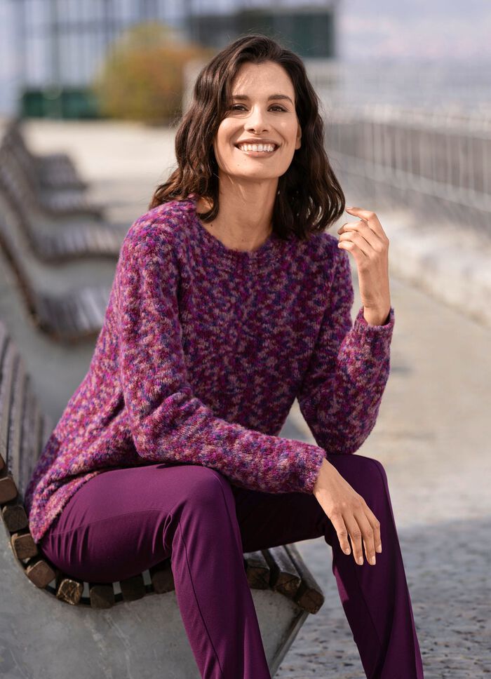 Pullover aus hochwertigem Boucl&eacute;garn MAGENTA-LILA-MULTICOLOR