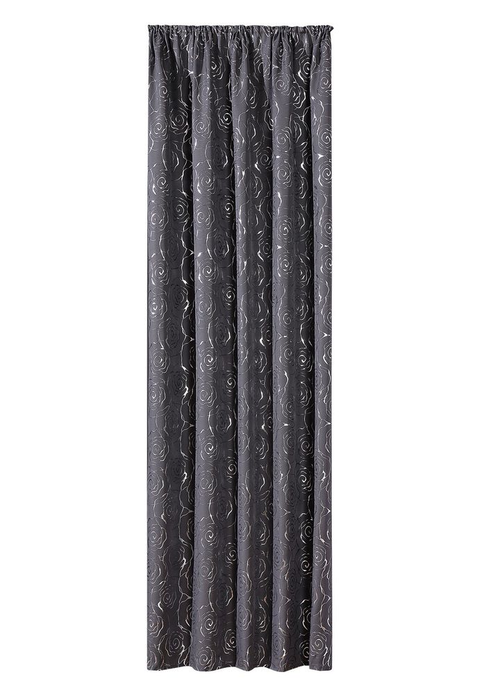 Dekoschal mit hübschem Rosen-Dessin GRAU-SILBER