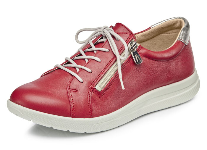 Schnürschuh mit praktischem Seitenreissverschluss ROT