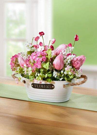 Tulpen-Gesteck in Topf 