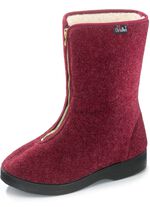 Warme Damen-Hausschuhe, Weite H, mit Reissverschluss BORDEAUX