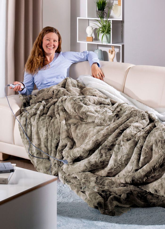 XXL-Heizdecke in Lammfell-Optik 