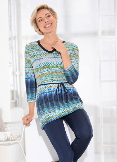 Sagenhafte Tunika mit G&uuml;rtelschlaufen und Bindeg&uuml;rtel 