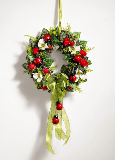 Wandkranz mit Rosen und Marienkäfern, , large