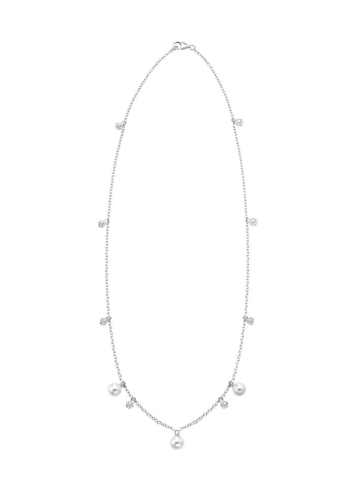 Halskette mit S&uuml;sswasser-Zuchtperlen und synth. Zirkonia 