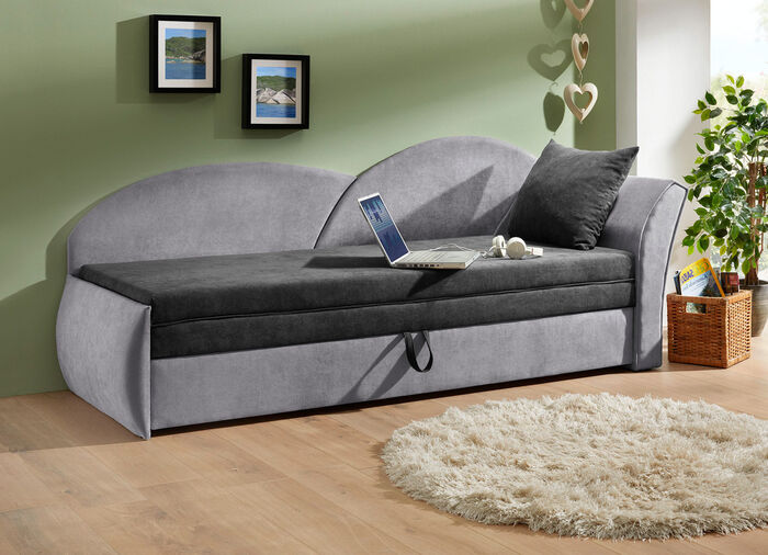 Schlafsofa mit Bettkasten und 1 Dekokissen, 