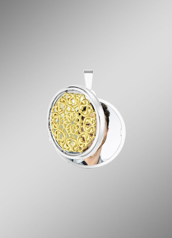 Filigranes Medaillon zum Öffnen in Bicolor 