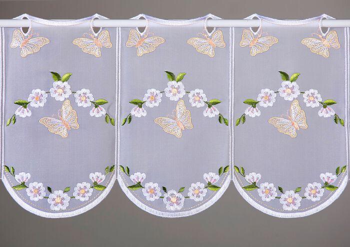 Bestickter Kurzstore mit Schmetterlings-Motiven 