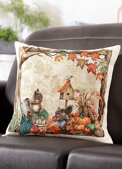 Gobelin-Kissenbezug mit Eichhörnchenpaar 