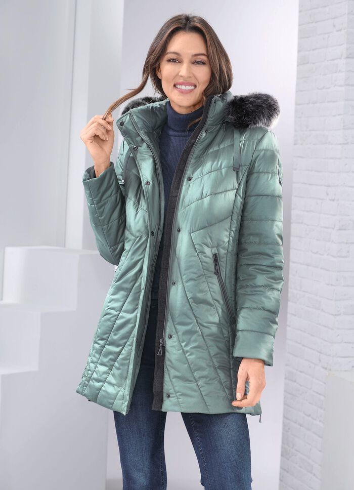 Jacke mit abnehmbarem Kunstpelz-Besatz 