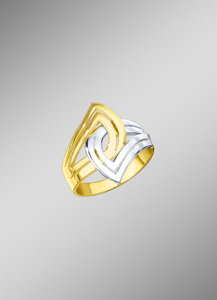 Verschlungener, massiver Damenring in Bicolor 