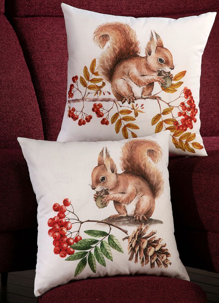Kissenbezüge mit Eichhörnchen-Motiven BUNT