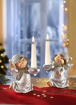 Kerzenhalter Engel aus Polyresin, 2er-Set 