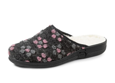 Pantoffel mit Blüten-Dessin 