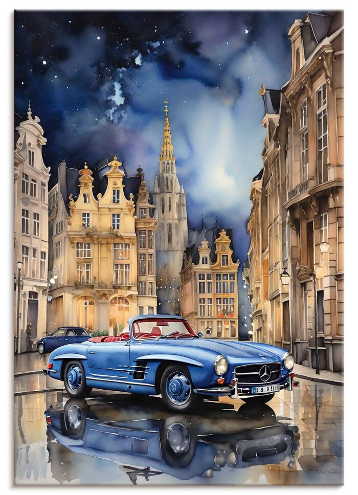 Bild: Mercedes 190SL in einer Stadt 