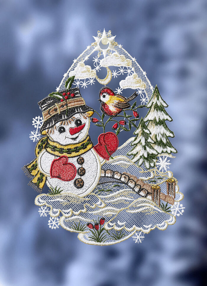 Fensterbild mit Schneemann-Motiv 