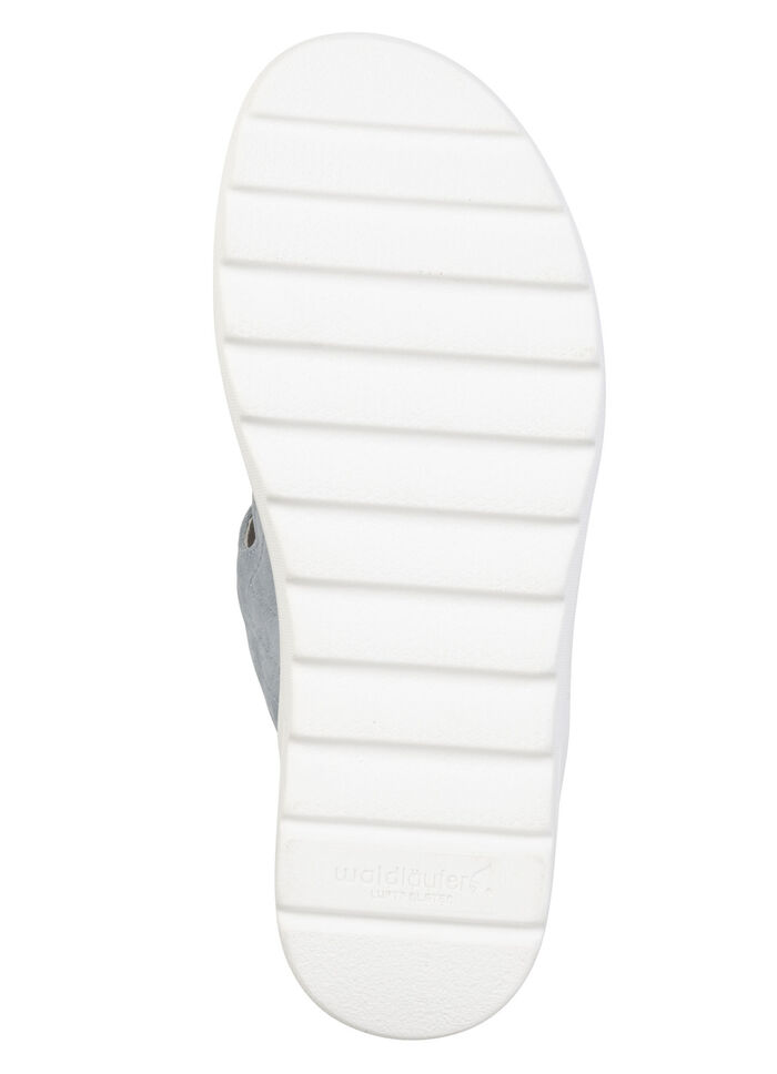 Waldläufer, bequeme Damen-Pantoletten, Weite H, mit herausnehmbarem Fussbett BLEU