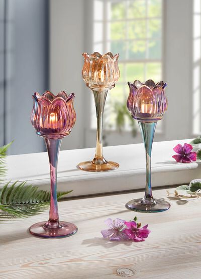 Teelichthalter, 3er-Set, aus Glas 