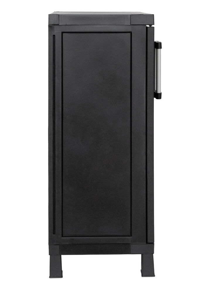 Geräteschrank Garage mit Holzlamellen-Effekt SCHWARZ