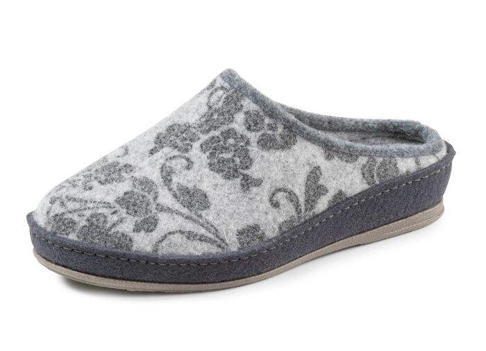 Wollfilz-Pantoffel mit floralem Druck GRAU