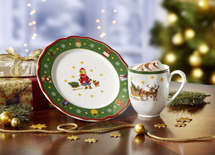 Gedeck-Set  4-teilig, aus dem Hause Hutschenreuther GRÜN-WEISS