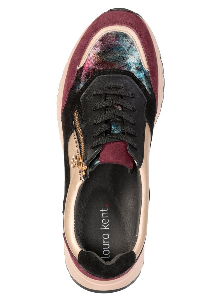 laurakent, stylische Damen-Sneaker, Weite G, mit herausnehmbarem Fussbett SCHWARZ-BORDEAUX-GOLD