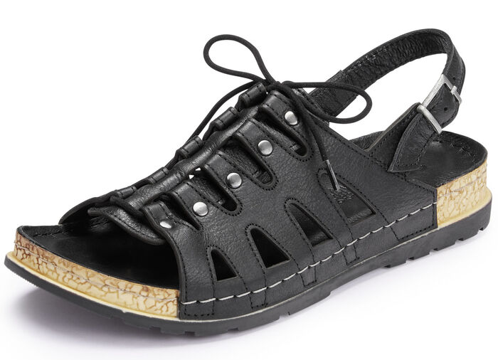 Gemini Sandale mit elastischer Zierschnürung SCHWARZ