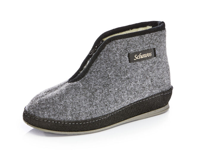 Atmungsaktive Damen-Hausschuhe, mit Reissverschluss GRAU-SCHWARZ