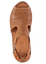 ELENA EDEN, sommerliche Damen-Sandaletten, mit verstellbarer Schliesse NATURBRAUN