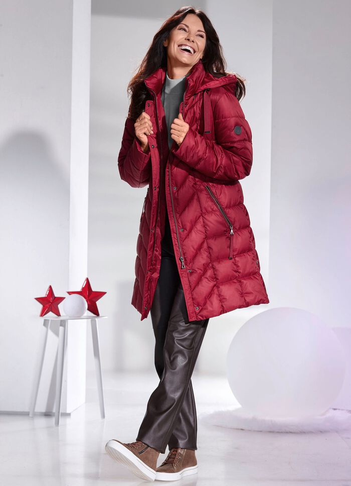 Kurzmantel mit abnehmbarer Kapuze RUBINROT