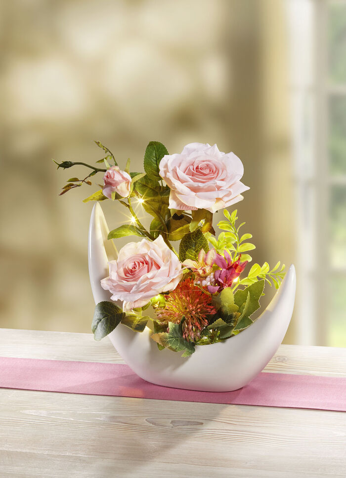 Beleuchtetes Rosen-Arrangement 